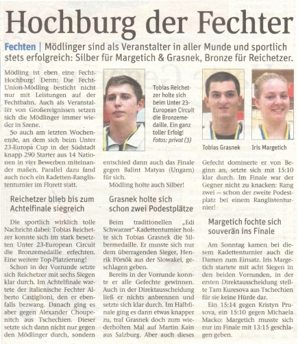 Hochburg der Fechter - NÖN KW 50 2015